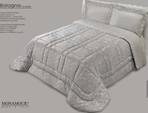 Trapunta matrimoniale invernale Mon Amour art. Bologna Sopra tessuto: PL Sotto tessuto: cotone 100% imbottitura in fibra di poliestere anallergica da gr.350 Casa e cucina/Tessili per la casa/Biancheria da letto/Coperte e trapunte/Trapunte Biancheria Arredo Home - Nola, Commerciovirtuoso.it