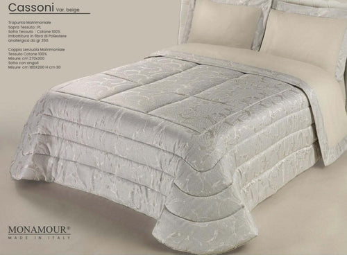 Trapunta matrimoniale invernale Mon Amour art. Cassoni Sopra tessuto: PL Sotto tessuto: cotone 100% imbottitura in fibra di poliestere anallergica da gr.350 Casa e cucina/Tessili per la casa/Biancheria da letto/Coperte e trapunte/Trapunte Biancheria Arredo Home - Nola, Commerciovirtuoso.it