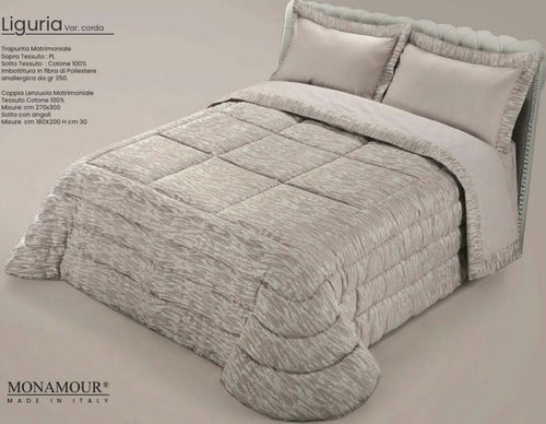 Trapunta matrimoniale invernale Mon Amour art. Liguria Sopra tessuto: PL Sotto tessuto: cotone 100% imbottitura in fibra di poliestere anallergica da gr.350 Casa e cucina/Tessili per la casa/Biancheria da letto/Coperte e trapunte/Trapunte Biancheria Arredo Home - Nola, Commerciovirtuoso.it