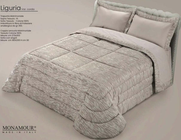 Trapunta matrimoniale invernale Mon Amour art. Liguria Sopra tessuto: PL Sotto tessuto: cotone 100% imbottitura in fibra di poliestere anallergica da gr.350 Casa e cucina/Tessili per la casa/Biancheria da letto/Coperte e trapunte/Trapunte Biancheria Arredo Home - Nola, Commerciovirtuoso.it