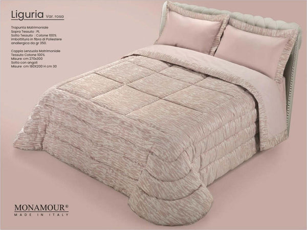 Trapunta matrimoniale invernale Mon Amour art. Liguria Sopra tessuto: PL Sotto tessuto: cotone 100% imbottitura in fibra di poliestere anallergica da gr.350 Casa e cucina/Tessili per la casa/Biancheria da letto/Coperte e trapunte/Trapunte Biancheria Arredo Home - Nola, Commerciovirtuoso.it