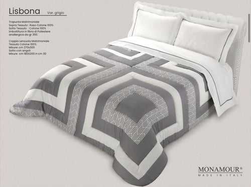 Trapunta matrimoniale invernale Mon Amour art. Lisbona Sopra tessuto: PL Sotto tessuto: cotone 100% imbottitura in fibra di poliestere anallergica da gr.350 Casa e cucina/Tessili per la casa/Biancheria da letto/Coperte e trapunte/Trapunte Biancheria Arredo Home - Nola, Commerciovirtuoso.it