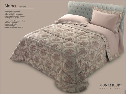 Trapunta matrimoniale invernale Mon Amour art. Siena Sopra tessuto: PL Sotto tessuto: cotone 100% imbottitura in fibra di poliestere anallergica da gr.350 Casa e cucina/Tessili per la casa/Biancheria da letto/Coperte e trapunte/Trapunte Biancheria Arredo Home - Nola, Commerciovirtuoso.it