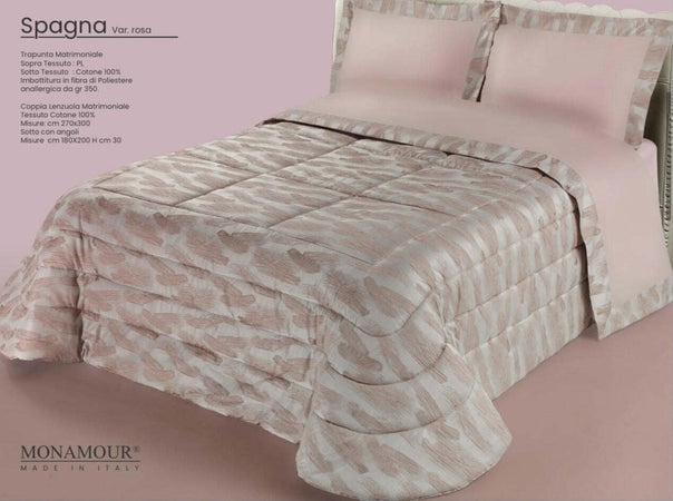 Trapunta matrimoniale invernale Mon Amour art. Spagna Sopra tessuto: PL Sotto tessuto: cotone 100% imbottitura in fibra di poliestere anallergica da gr.350 Casa e cucina/Tessili per la casa/Biancheria da letto/Coperte e trapunte/Trapunte Biancheria Arredo Home - Nola, Commerciovirtuoso.it
