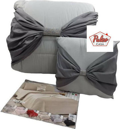 Trapunta piumone matrimoniale con 2 cuscini arredo abbinati by charro modello bow con applicazione swarovsky e elegante fiocco copriletto trapuntato morbidissimo misura 260x260 Casa e cucina/Tessili per la casa/Biancheria da letto/Coperte e trapunte/Trapunte Puleo Casa - Palermo, Commerciovirtuoso.it