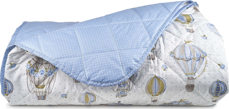 Trapuntino Leggero Copriletto in Puro Cotone Mongolfiere Azzurro Diverse Misure per Letto Matrimoniale, Singolo, Una Piazza E Mezza Casa e cucina/Tessili per la casa/Biancheria da letto/Coperte e trapunte/Trapunte Smartdecohome - Sesto San Giovanni, Commerciovirtuoso.it