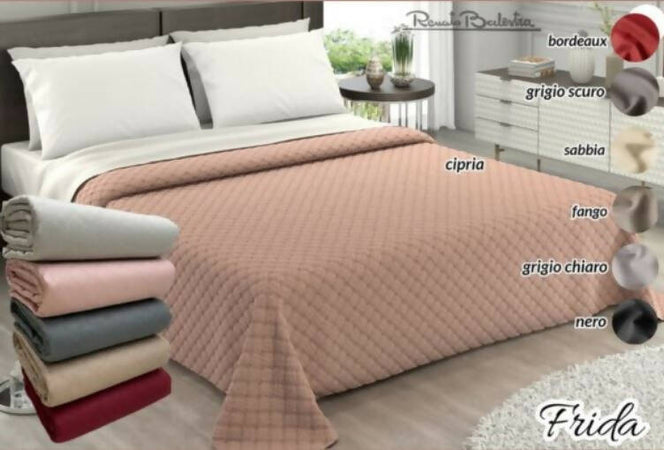 Trapuntino Matrimoniale O Singolo Frida Renato Balestra Trapuntino In Morbida Microfibra Tinta Unita Colorato Trapuntatura Logata 250x250 Cm Casa e cucina/Tessili per la casa/Biancheria da letto/Coperte e trapunte/Trapunte Puleo Casa - Palermo, Commerciovirtuoso.it