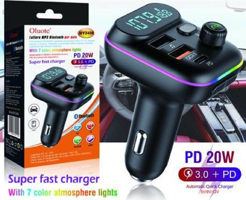 Trasmettitore Fm Bluetooth Auto 2 Porte Usb Led Tf Pd 20w Lettore Mp3 Rgb My2408 Elettronica/Elettronica per veicoli/Accessori/Accessori audio e video/Trasmettitori FM Trade Shop italia - Napoli, Commerciovirtuoso.it