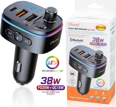 Trasmettitore Fm Bluetooth Per Auto 2 Porte Usb Led Tf Pd 38w Lettore Mp3 My2418 Elettronica/Elettronica per veicoli/Accessori/Accessori audio e video/Trasmettitori FM Trade Shop italia - Napoli, Commerciovirtuoso.it