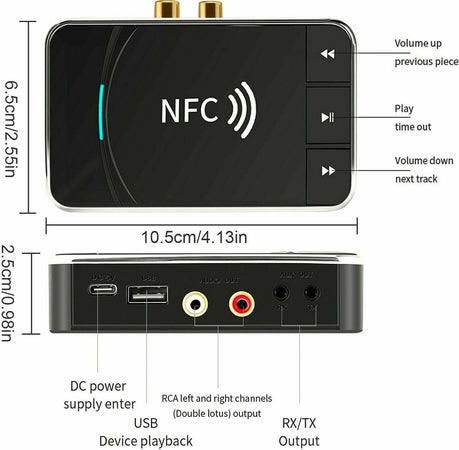 Trasmettitore Ricevitore Bluetooth 5.0 Aux 3,5mm Nfc A Rca Adattatore Audio Usb Amplificatori Wifi Trade Shop italia - Napoli, Commerciovirtuoso.it