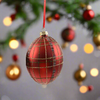 Pallina natalizia in vetro tartan per albero di Natale Ø 10 cm