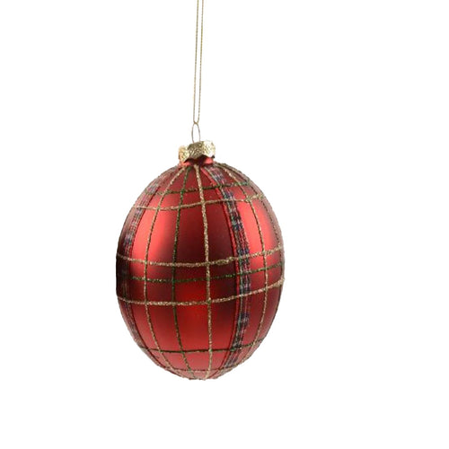 Pallina natalizia in vetro tartan per albero di Natale Ø 10 cm