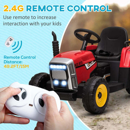 Trattore-Elettrico-per-Bambini-3-6-Anni-con-Rimorchio-Rimovibile,-Batteria-12V-e-Telecomando,-Rosso-DF5370-281V90RDDF5