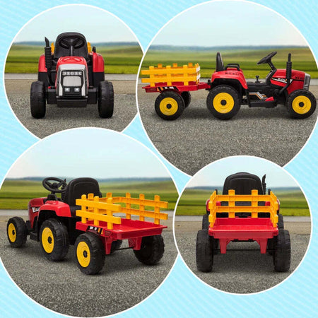 Trattore-Elettrico-per-Bambini-3-6-Anni-con-Rimorchio-Rimovibile,-Batteria-12V-e-Telecomando,-Rosso-DF5370-281V90RDDF5