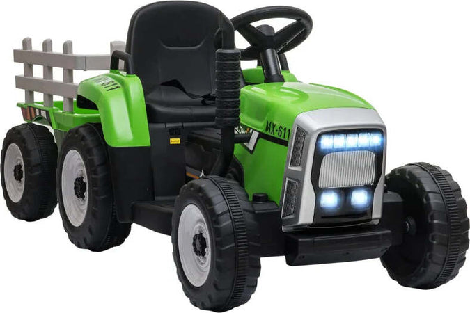 Trattore-Elettrico-per-Bambini-3-6-Anni-con-Rimorchio-Rimovibile,-Batteria-12V-e-Telecomando,-Verde-RG1370-281V90GNRG1