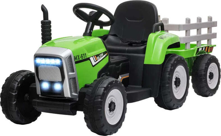Trattore-Elettrico-per-Bambini-3-6-Anni-con-Rimorchio-Rimovibile,-Batteria-12V-e-Telecomando,-Verde-RG1370-281V90GNRG1