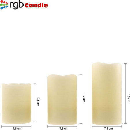 Candele LED Senza Fiamma Con Telecomando - Set 2 Pezzi (10 E 12,5 Cm) - Luce Calda Tremolante