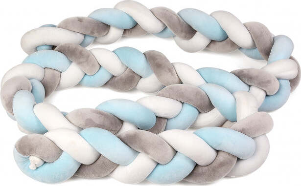 TRECCIA PARACOLPI PER CULLA E LETTINO AZZURRO E GRIGIO 3M Casa e cucina/Tessili per la casa/Biancheria per culle e lettini/Biancheria bebè/Cuscini di sostegno per neonati La Casa Del Bebè - Napoli, Commerciovirtuoso.it