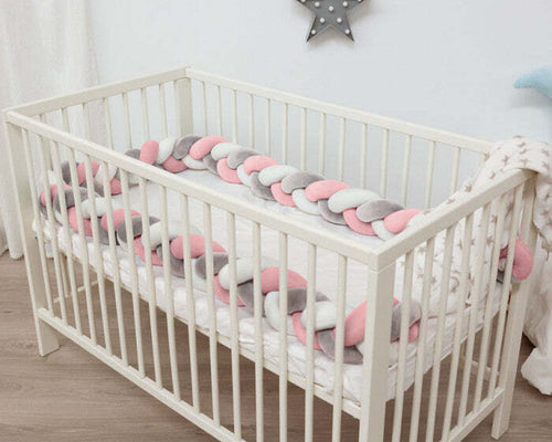 TRECCIA PARACOLPI PER CULLA E LETTINO ROSA E GRIGIO 3M Casa e cucina/Tessili per la casa/Biancheria per culle e lettini/Biancheria bebè/Cuscini di sostegno per neonati La Casa Del Bebè - Napoli, Commerciovirtuoso.it
