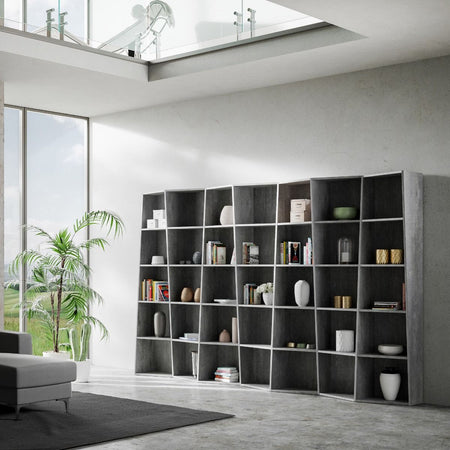 Libreria "Torino" a colonne, in legno, con ripiani, per arredamento camere ed interni