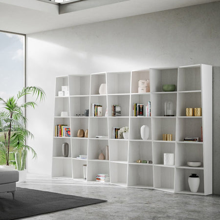 Libreria "Torino" a colonne, in legno, con ripiani, per arredamento camere ed interni