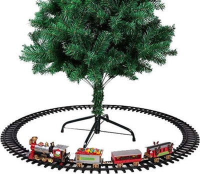 Trenino-Natalizio-Con-Slitta-Di-Babbo-Natale-A-Batteria-Decorazione-Base-Albero