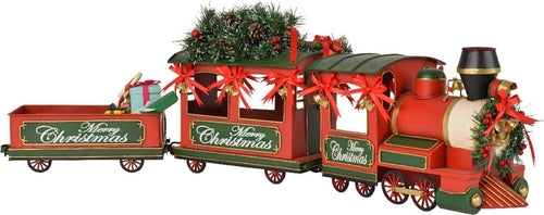 Trenino natalizio in ferro con 2 vagoni e fiocchi decorazione per villaggio di Natale da 92 cm Casa e cucina/Decorazioni per interni/Addobbi e decorazioni per ricorrenze/Decorazioni natalizie/Oggettistica MagiediNatale.it - Altamura, Commerciovirtuoso.it