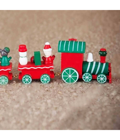 Trenino Natalizio In Legno Con 4 Vagoni 24cm Rosso E Bianco Decorazioni Natale