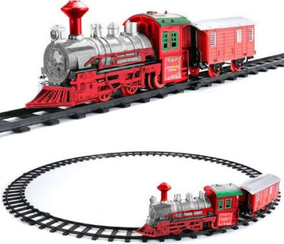 Trenino-Natalizio-Sotto-Albero-Treno-Elettrico-Con-Luci-Vagone-Rosso-E-Bianco