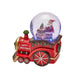 Sfera di cristallo natalizia con Babbo Natale in Trenino, Carillon decorazione per interno h 17 cm