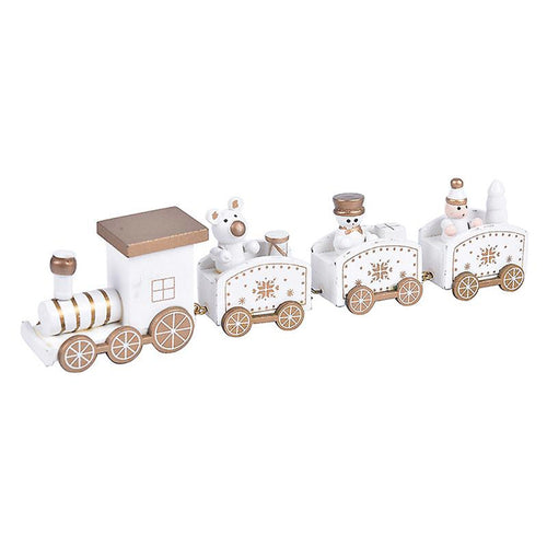 Trenino decorativo natalizio con 3 vagoni in legno per decorazioni natalizie