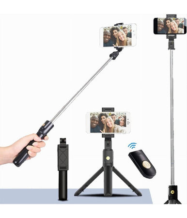 Treppiede 3in1 Selfie Stick Bluetooth Asta Estensibile Con Telecomando Portatile