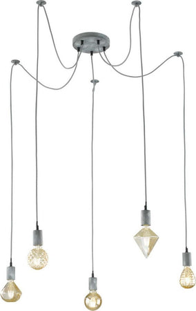 TRIO---SOSPENSIONE-CORD-RAGNO-FILI-REGOLABILE-GRIGIO ANTICO-5XE27-60W