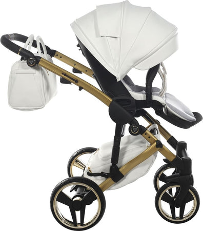 Trio Junama Diamond Mirror Satin V2 3 in 1 Pelle Bianco Nav Oro Telaio Oro Giallo Prima infanzia/Passeggini carrozzine e accessori/Passeggini e carrozzine/Sistemi modulari La Casa Del Bebè - Napoli, Commerciovirtuoso.it