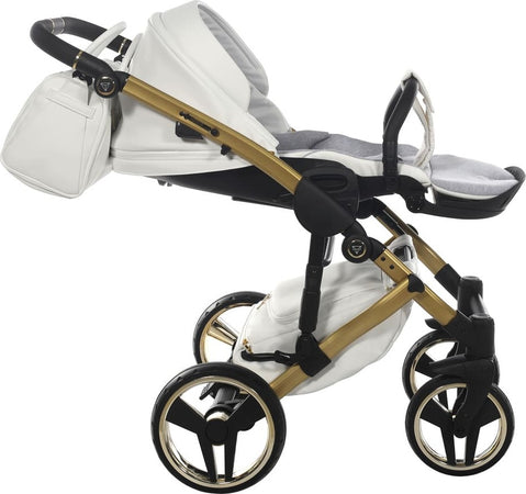 Trio Junama Diamond Mirror Satin V2 3 in 1 Pelle Bianco Nav Oro Telaio Oro Giallo Prima infanzia/Passeggini carrozzine e accessori/Passeggini e carrozzine/Sistemi modulari La Casa Del Bebè - Napoli, Commerciovirtuoso.it