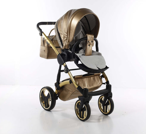 Trio Junama Glitter in Pelle Gold Telaio Oro Giallo Prima infanzia/Passeggini carrozzine e accessori/Passeggini e carrozzine/Sistemi modulari La Casa Del Bebè - Napoli, Commerciovirtuoso.it