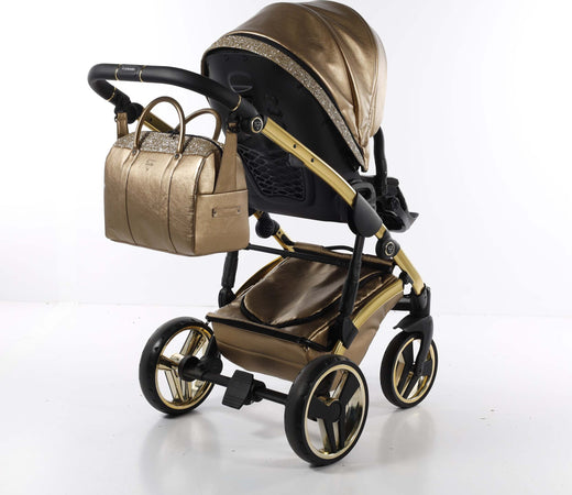 Trio Junama Glitter in Pelle Gold Telaio Oro Giallo Prima infanzia/Passeggini carrozzine e accessori/Passeggini e carrozzine/Sistemi modulari La Casa Del Bebè - Napoli, Commerciovirtuoso.it