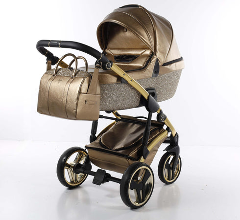 Trio Junama Glitter in Pelle Gold Telaio Oro Giallo Prima infanzia/Passeggini carrozzine e accessori/Passeggini e carrozzine/Sistemi modulari La Casa Del Bebè - Napoli, Commerciovirtuoso.it