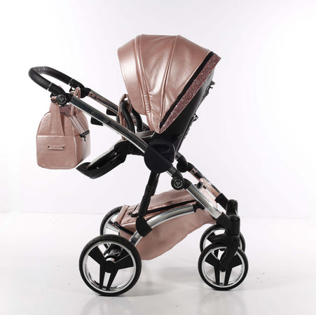 Trio Junama Glitter in Pelle Rosa Telaio Silver Prima infanzia/Passeggini carrozzine e accessori/Passeggini e carrozzine/Sistemi modulari La Casa Del Bebè - Napoli, Commerciovirtuoso.it