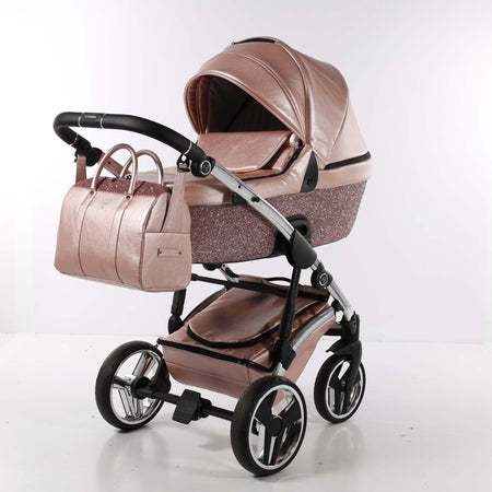 Trio Junama Glitter in Pelle Rosa Telaio Silver Prima infanzia/Passeggini carrozzine e accessori/Passeggini e carrozzine/Sistemi modulari La Casa Del Bebè - Napoli, Commerciovirtuoso.it