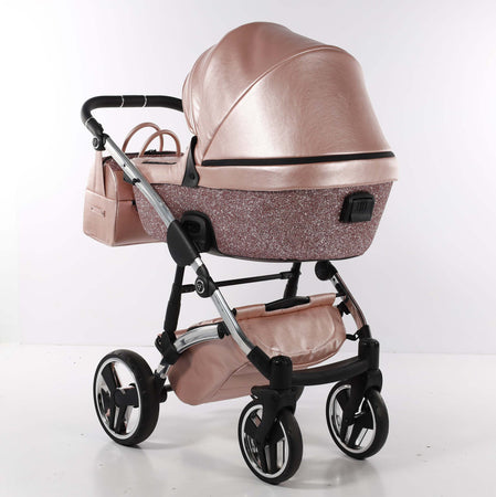 Trio Junama Glitter in Pelle Rosa Telaio Silver Prima infanzia/Passeggini carrozzine e accessori/Passeggini e carrozzine/Sistemi modulari La Casa Del Bebè - Napoli, Commerciovirtuoso.it