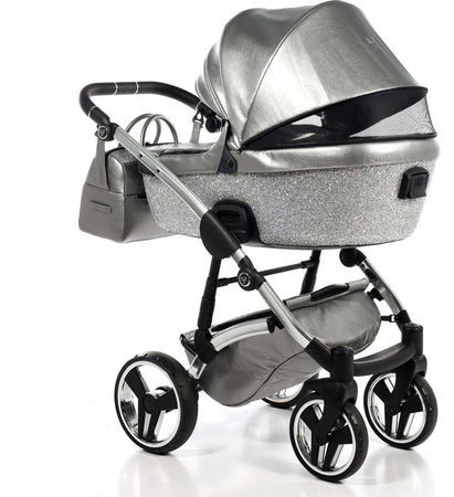 Trio Junama Glitter In Pelle Silver Telaio Acciaio Prima infanzia/Passeggini carrozzine e accessori/Passeggini e carrozzine/Sistemi modulari La Casa Del Bebè - Napoli, Commerciovirtuoso.it