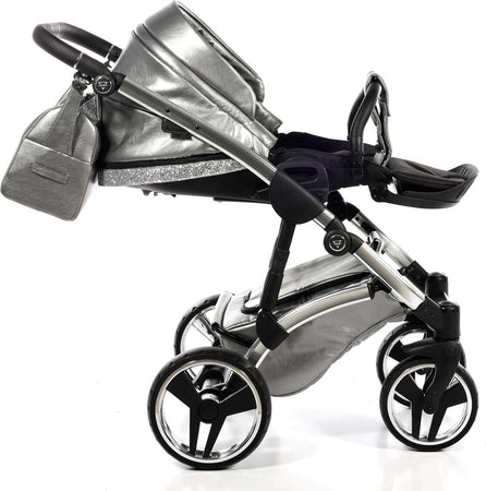 Trio Junama Glitter In Pelle Silver Telaio Acciaio Prima infanzia/Passeggini carrozzine e accessori/Passeggini e carrozzine/Sistemi modulari La Casa Del Bebè - Napoli, Commerciovirtuoso.it