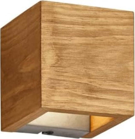 TRIO-LEUCHTEN---APPLIQUE-BRAD-A-LED-IN-LEGNO-CUBO-BI-EMISSIONE-SMD-OSRAM-CON-REGOLATORE-DI-LUMINOSITÀ