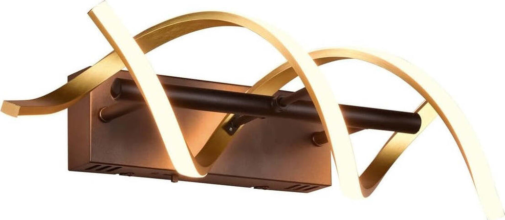 TRIO-LEUCHTEN---APPLIQUE-SEQUENCE-A-LED-SPIRALE-METALLO-OTTONE-E-NERO-CON-REGOLAZIONE-INTENSITA'-E-TEMPERATURA-LUCE-CON-INTERRUTTORE-H.-47CM