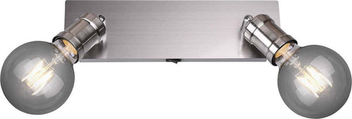 TRIO-LEUCHTEN---BARRA-2-SPOTS-CARL-IN-METALLO-ACCIAIO-CON-INTERRUTTORE-LUNGHEZZA-30CM