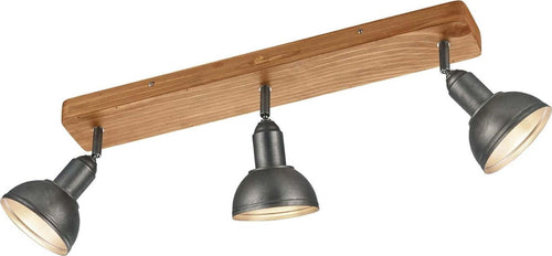 TRIO-LEUCHTEN---BARRA-3-SPOTS-DELHI-CON-CUPOLA-METALLO-IN-ACCIAIO-E-LEGNO