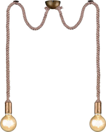 TRIO-LEUCHTEN---LAMPADARIO-A-SOSPENSIONE-ROPE-DOPPIA-CORDA-ANNODATA-OTTONE-ANTICATO