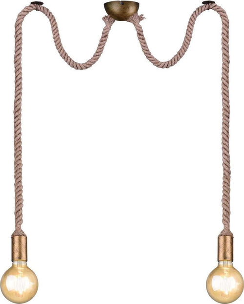 TRIO-LEUCHTEN---LAMPADARIO-A-SOSPENSIONE-ROPE-DOPPIA-CORDA-ANNODATA-OTTONE-ANTICATO