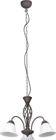 TRIO-LEUCHTEN---LAMPADARIO-RUSTICA-METALLO-RUGGINE-CON-3-DIFFUSORI-IN-VETRO-BIANCO-DIAMETRO-55CM